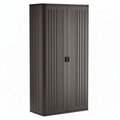 40 In. W X 80.25 In. H X 20.25 In. D Plastic Freestanding Garage Cabinet in Dark Shadow Metallic Black