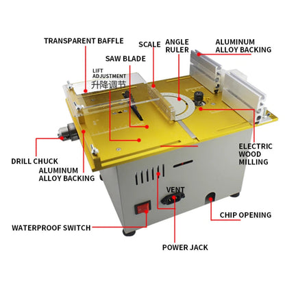220V Multifunctional Table Saw Mini Diy Woodworking Jade Cutting Machine 300W Mini Precision Desktop Saw Table