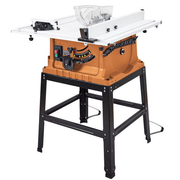 Table Saw,15Amp 10 Inch Portable Jobsite Table Saw with Stand & Push Stick,90° Cross Cut & 0-45° Bevel Cut,5000Rpm,Adjustable Blade Height,Tablesaw for DIY Furniture Making Woodworking
