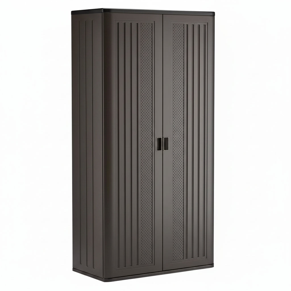 40 In. W X 80.25 In. H X 20.25 In. D Plastic Freestanding Garage Cabinet in Dark Shadow Metallic Black