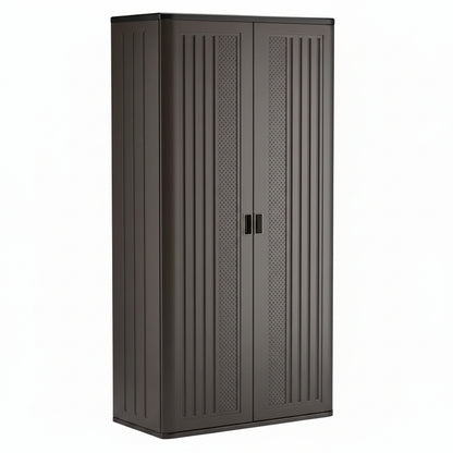 40 In. W X 80.25 In. H X 20.25 In. D Plastic Freestanding Garage Cabinet in Dark Shadow Metallic Black