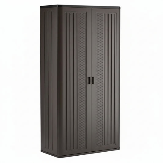 40 In. W X 80.25 In. H X 20.25 In. D Plastic Freestanding Garage Cabinet in Dark Shadow Metallic Black