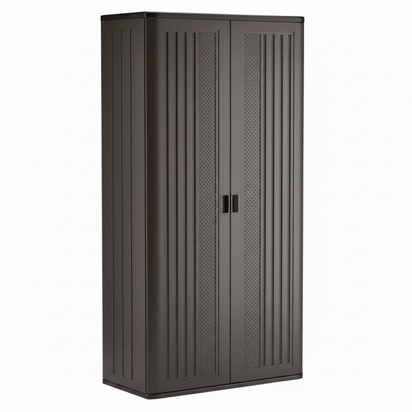 40 In. W X 80.25 In. H X 20.25 In. D Plastic Freestanding Garage Cabinet in Dark Shadow Metallic Black
