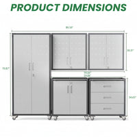 Garage Cabinet System | Heavy Duty Steel All-In-One Modular Garage Cabinet Set for Ultimate Workshop Organization | Easy Assembly Garage Storage Cabinets & Tool Bench