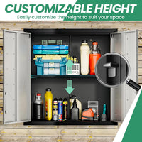 Garage Cabinet System | Heavy Duty Steel All-In-One Modular Garage Cabinet Set for Ultimate Workshop Organization | Easy Assembly Garage Storage Cabinets & Tool Bench