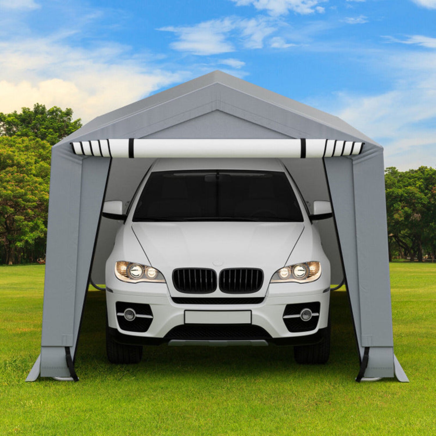 10 X 16/10 X 20 Feet Outdoor Heavy-Duty Carport with 2 Doors