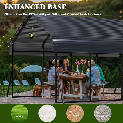 Carport Canopy 12X20 Heavy Duty,Metal Carport with Reinforced Structrure and Base,Outdoor Garage Car Shelter Frame for Pickup, Boat, Car and Tractors