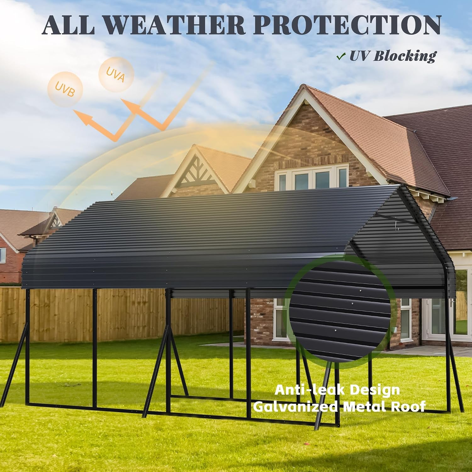 Carport Canopy 12X20 Heavy Duty,Metal Carport with Reinforced Structrure and Base,Outdoor Garage Car Shelter Frame for Pickup, Boat, Car and Tractors
