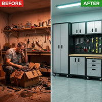 Garage Cabinet System | Heavy Duty Steel All-In-One Modular Garage Cabinet Set for Ultimate Workshop Organization | Easy Assembly Garage Storage Cabinets & Tool Bench — Before & After
