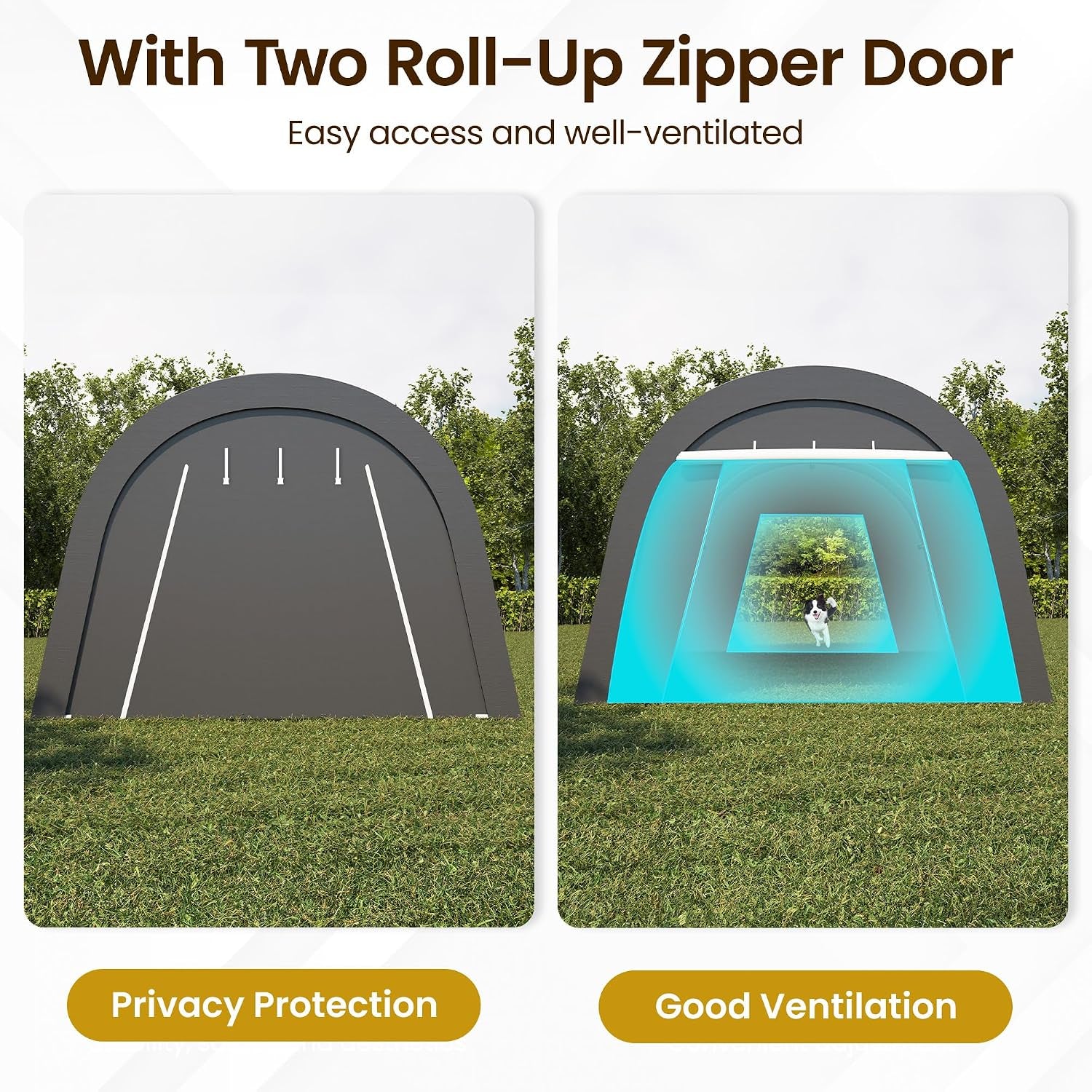 12X25FT Heavy Duty Carport, Portable Garage with 2 Roll up Doors Vents and Metal round Roof, Outdoor Storage Shed Car Port Canopy Tent for Garden Tools, Vehicle Truck Boat, Party, Dark Gray