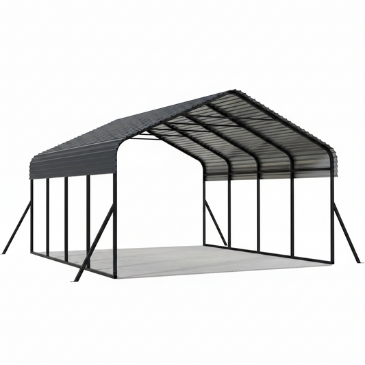 Carport Canopy 12X20 Heavy Duty,Metal Carport with Reinforced Structrure and Base,Outdoor Garage Car Shelter Frame for Pickup, Boat, Car and Tractors